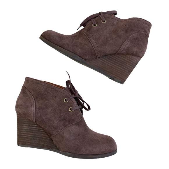 Lucky Brand Sway Suede Wedge Booties - Picture 1 of 14